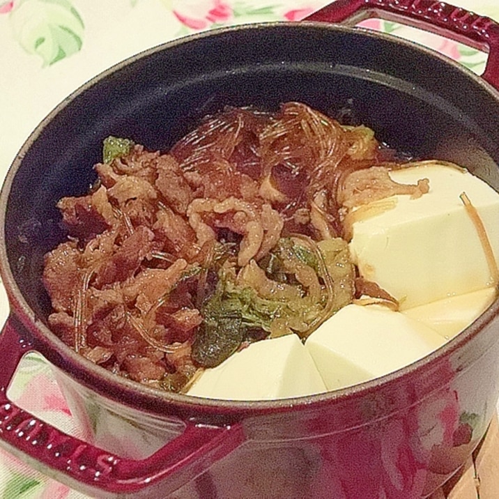 Staubで 簡単お手軽1人すき焼き レシピ 作り方 By ネコの手 楽天レシピ